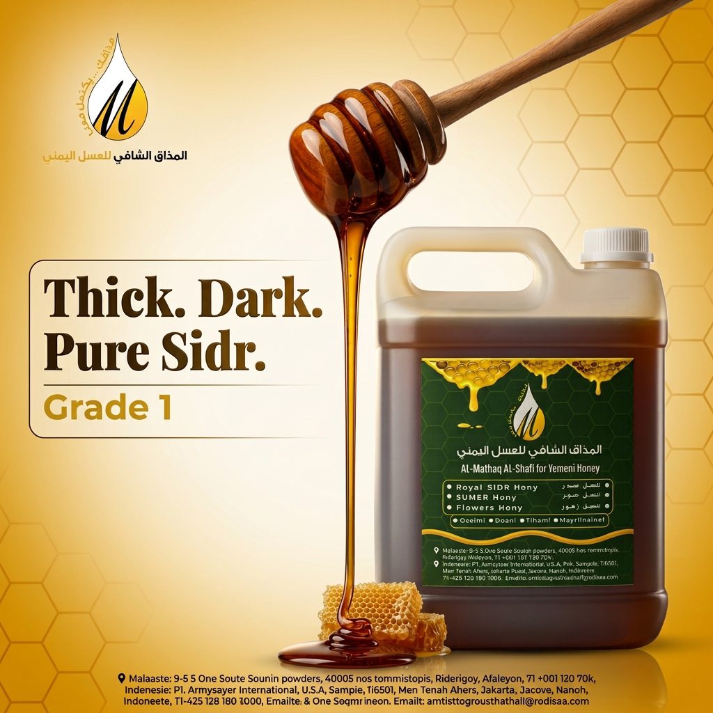 Botol madu sidr Doani Gred 1 warna dark amber daripada Madu Alshafi
