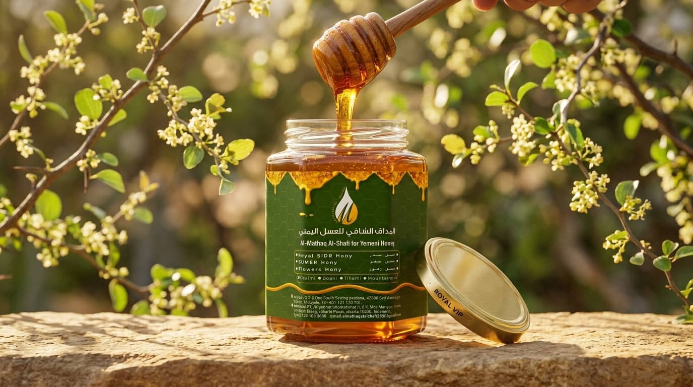 Madu sidr Yemen asli dalam balang — madu premium dari pokok Sidr yang berbunga sekali setahun